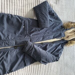 Abercrombie & Fitch Blue Parka with Fur Trim